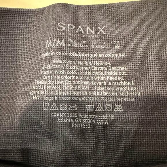 Spanx High Rise Seamless Moto Leggings Women’s Medium Indigo Sky Nylon Stretch - Picture 4 of 5